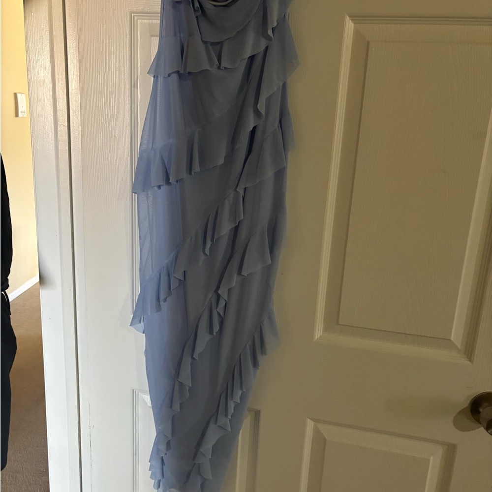 Elegant Light Blue Ruffled Dress